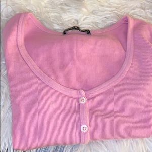 Pink button brandy top